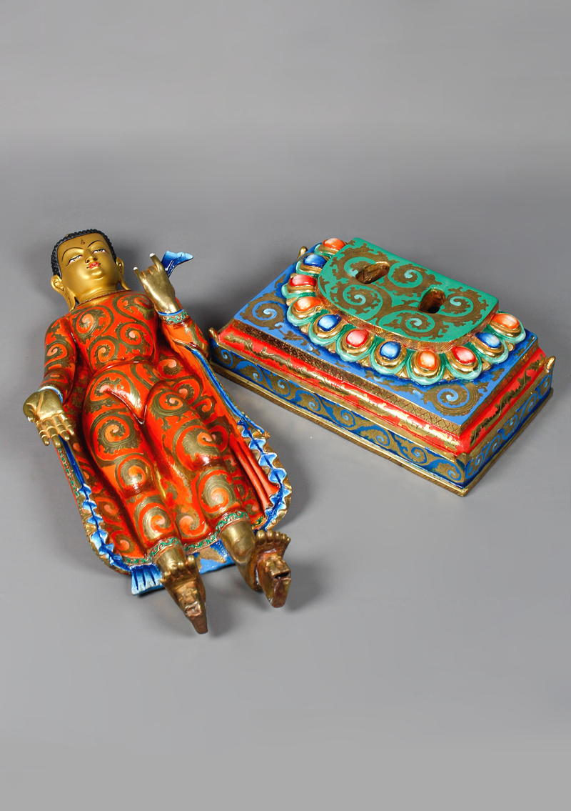 Masterarts Gilted Copper Gilted Standing Maitreya  Painted Statue 17.5" H