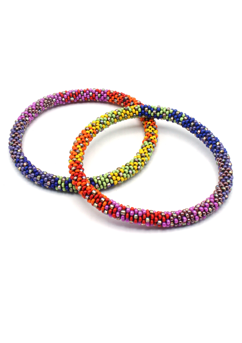Purple Blue Roll on Beads Anklet – Foot Jewelry