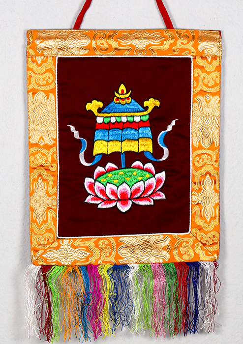 Buddhist Auspicious Symbols Brocade Wall Hanging