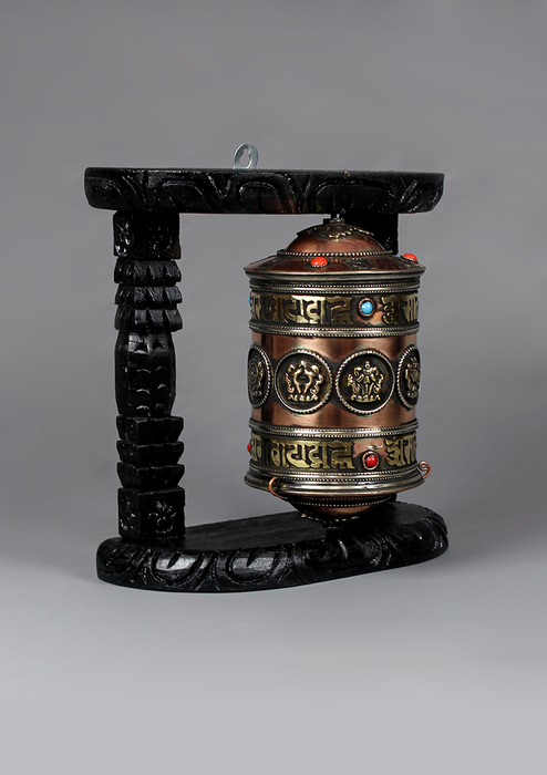 Eight Auspicious Symbols Prayer Wheel Wall Hanging