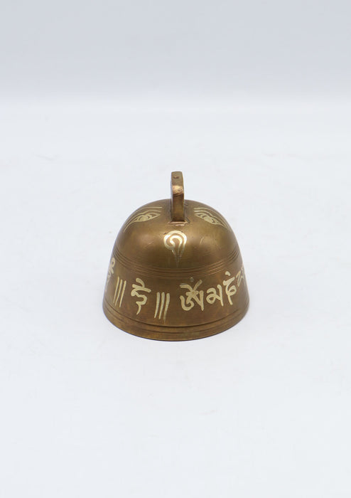 Buddha Eyes and Om Mani Mantra Painted Brass Bell