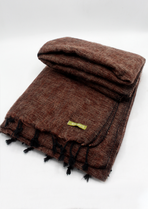 Brown Hand-loomed Soft Yak Wool Blanket