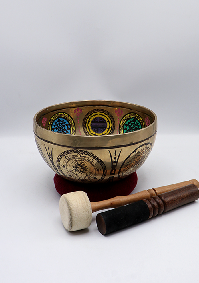 Mandala Painted Tibetan Singing Bowl 8.25"