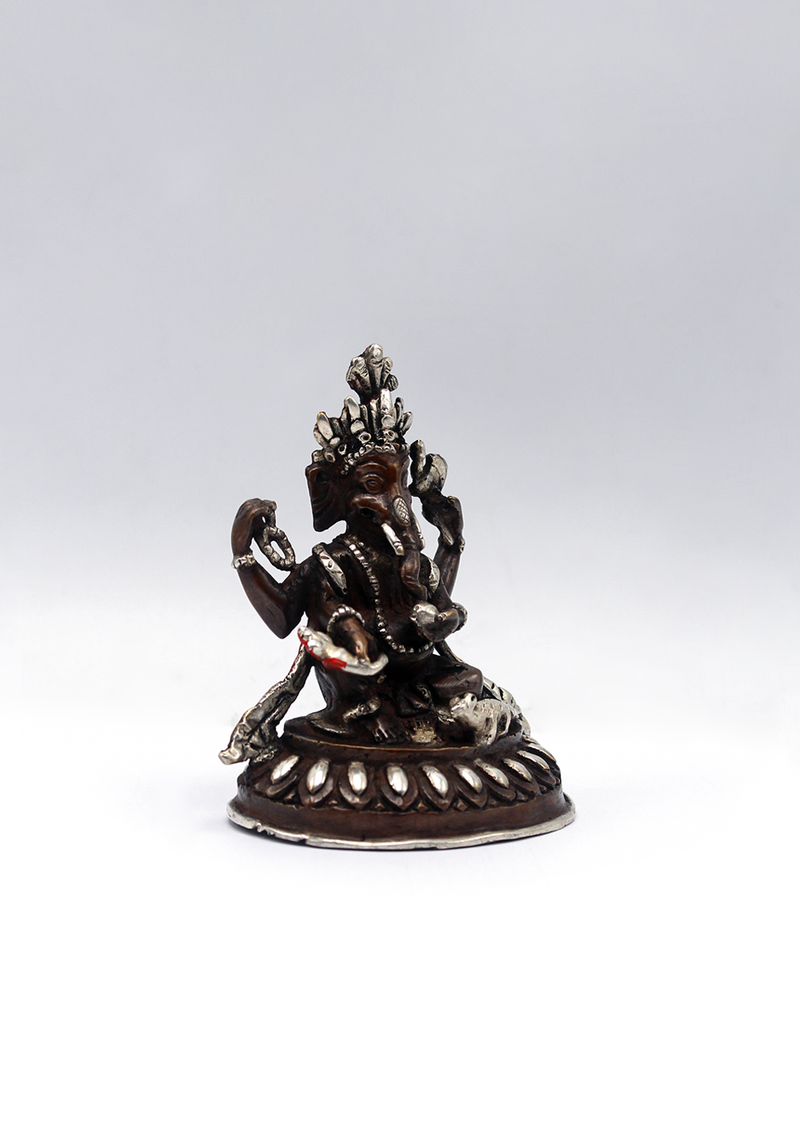 Copper Silverplated Ganesha Statue 3.5"H