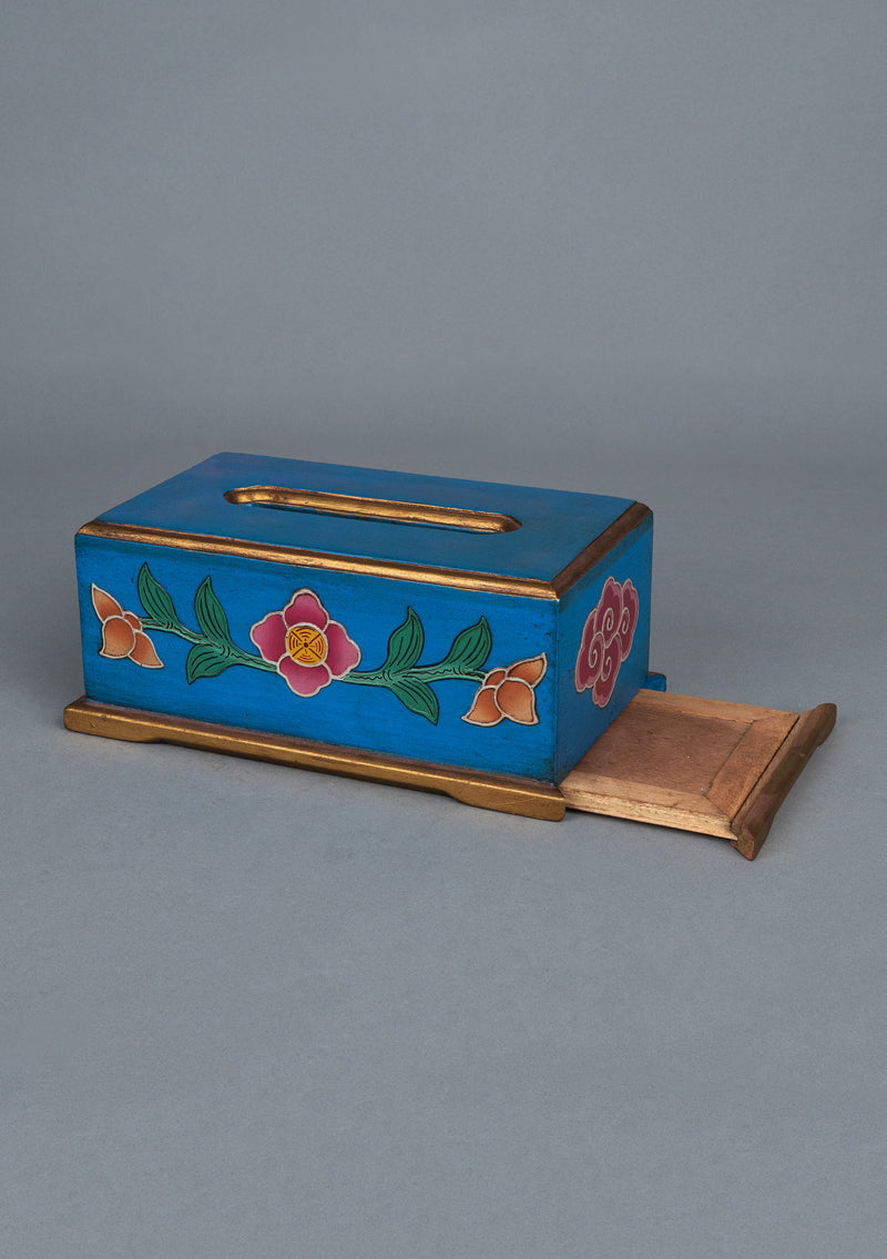 Handpainted Floral Wooden Tissue Box