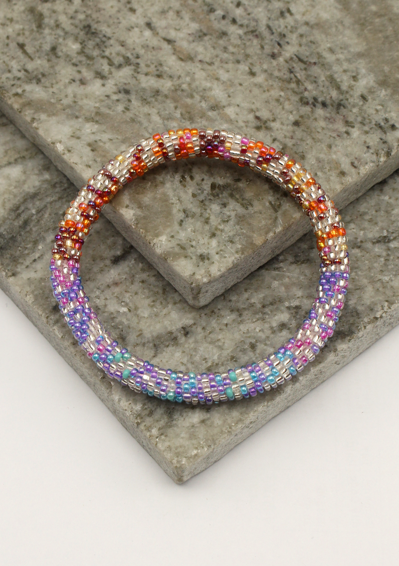 Multicolor  Orange Purple  Roll on Beads Bracelet