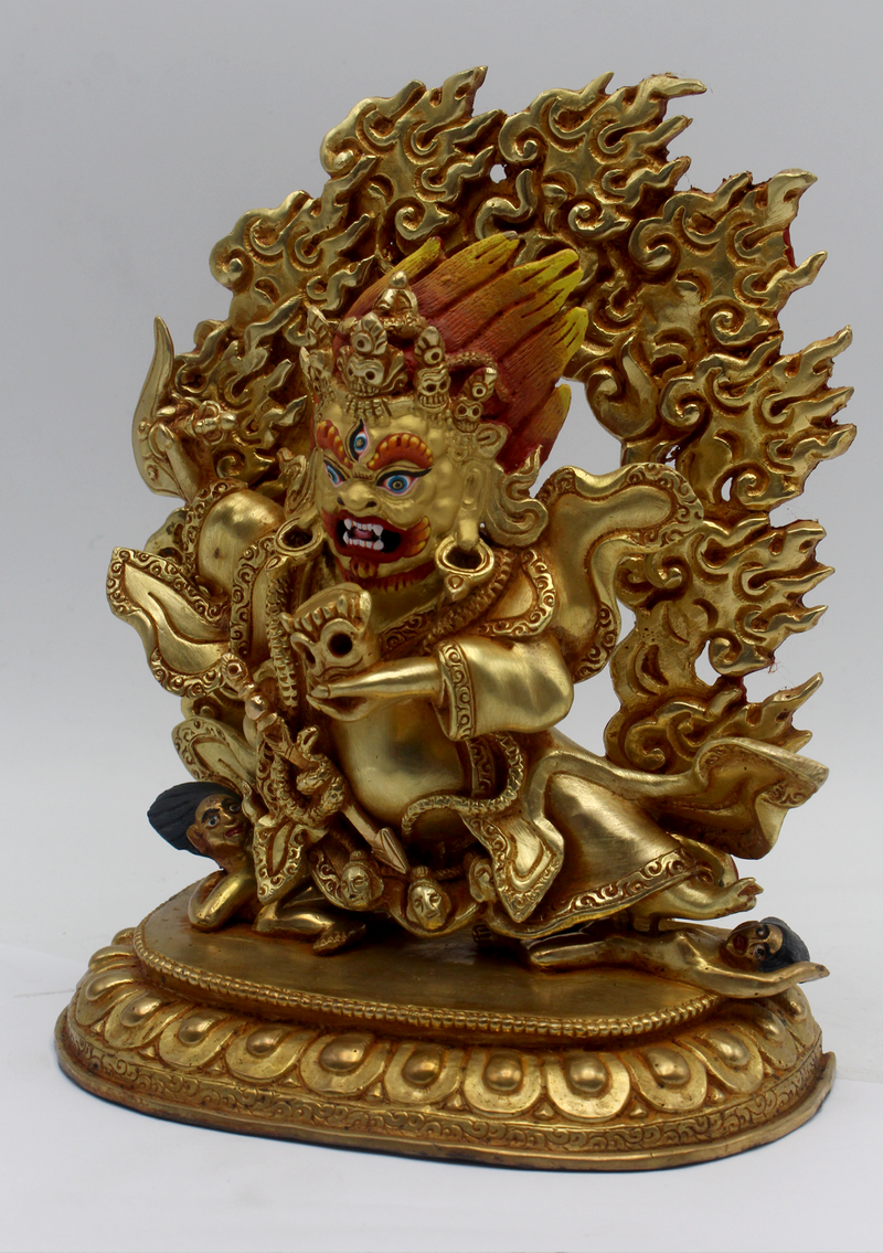 Masterpiece 24 K Gold Kajupa Mahakala 7.5"H Sculpture Buddhist Deity