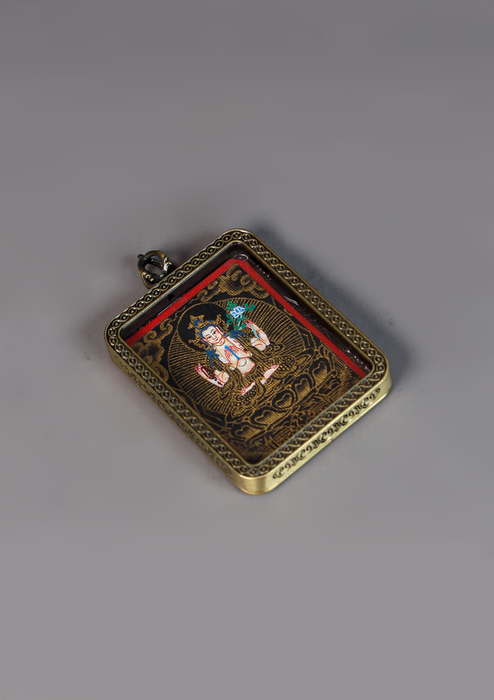Vajrasattva Mini Thangka Amulet Pendant