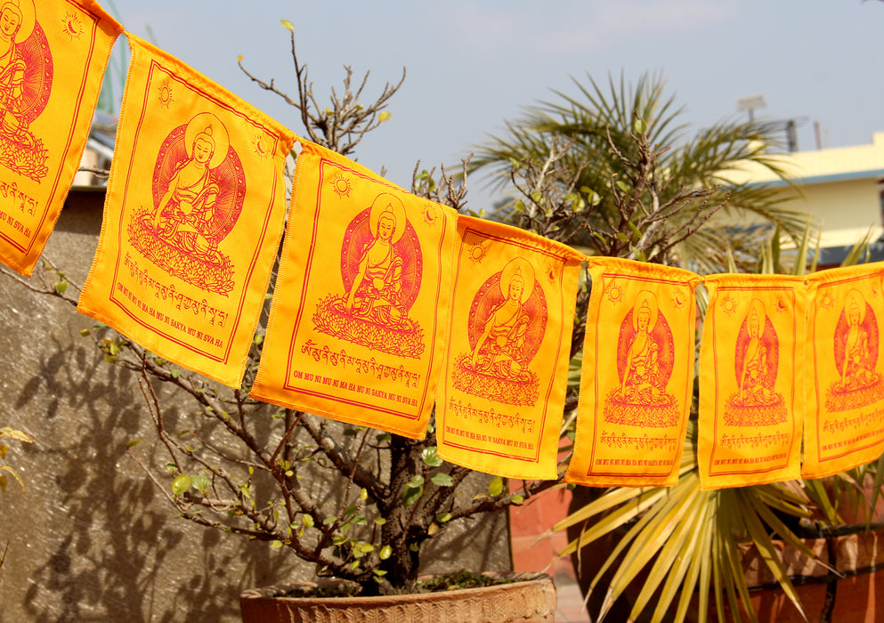 All Orange Shakyamuni Exclusive Prayer Flags