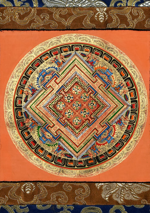 Orange Mandala Thangka Painting with