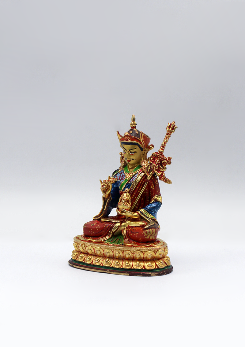 Hand Painted Copper Guru Padmasambhava Statue 4"H