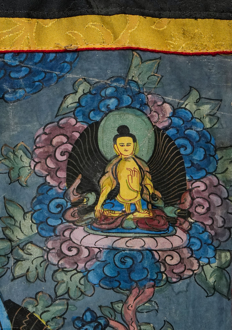Shakyamuni Buddha Old Thangk aPainting with Brocade