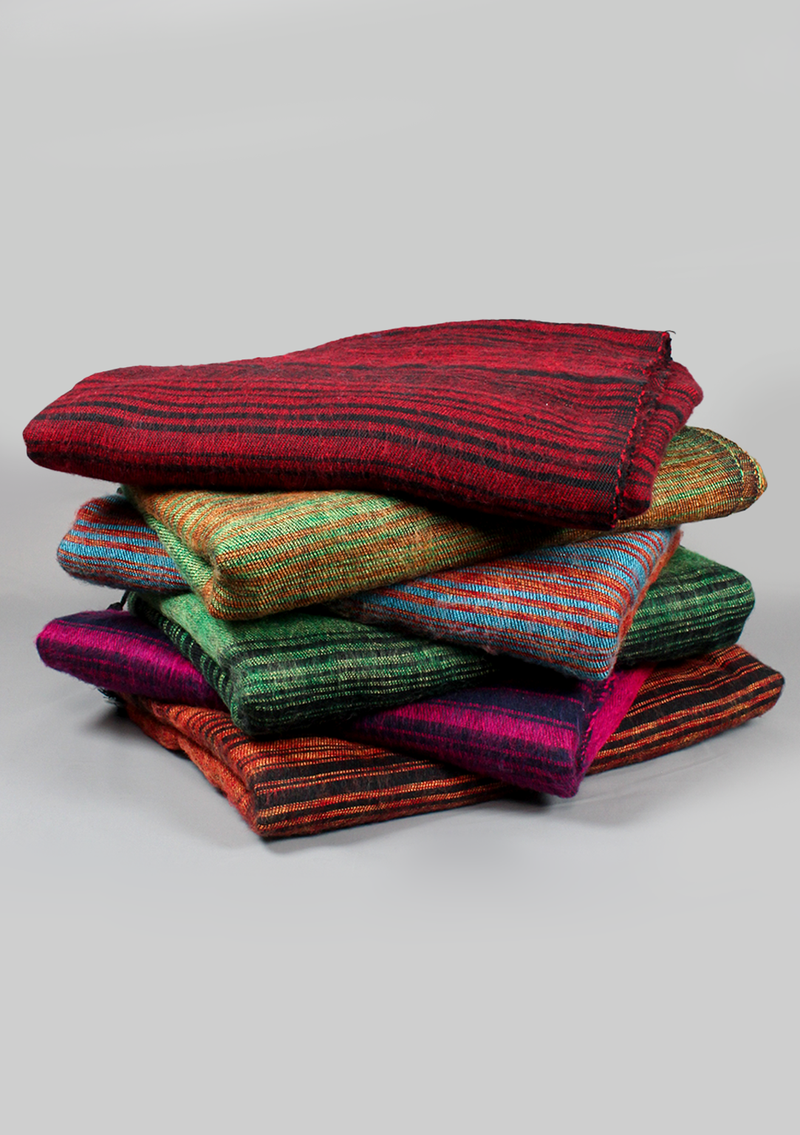 Handloomed Stripes Yak Wool Blanket - Colorful