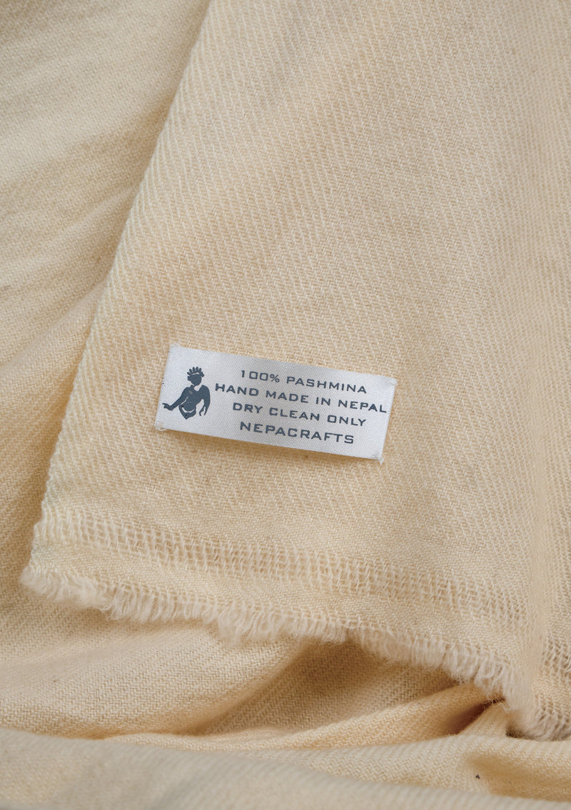 Rich Ivory Pure Pashmina Shawl