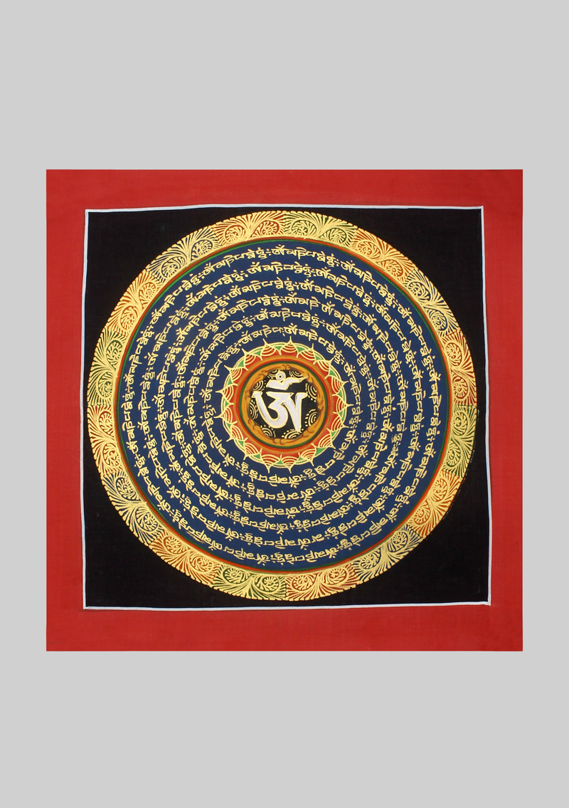 6 Line Tibetan Om Mani Mantra  Thangka Painting