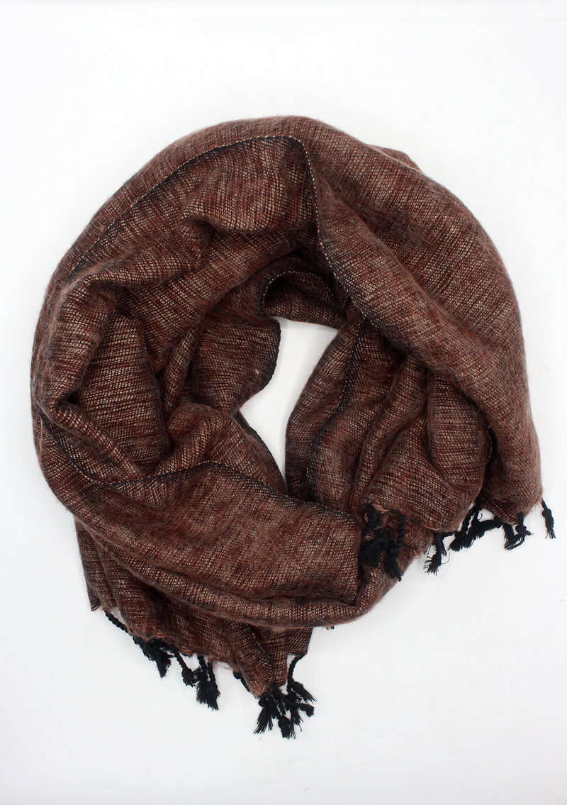 Brownish Red Yak Wool Shawl