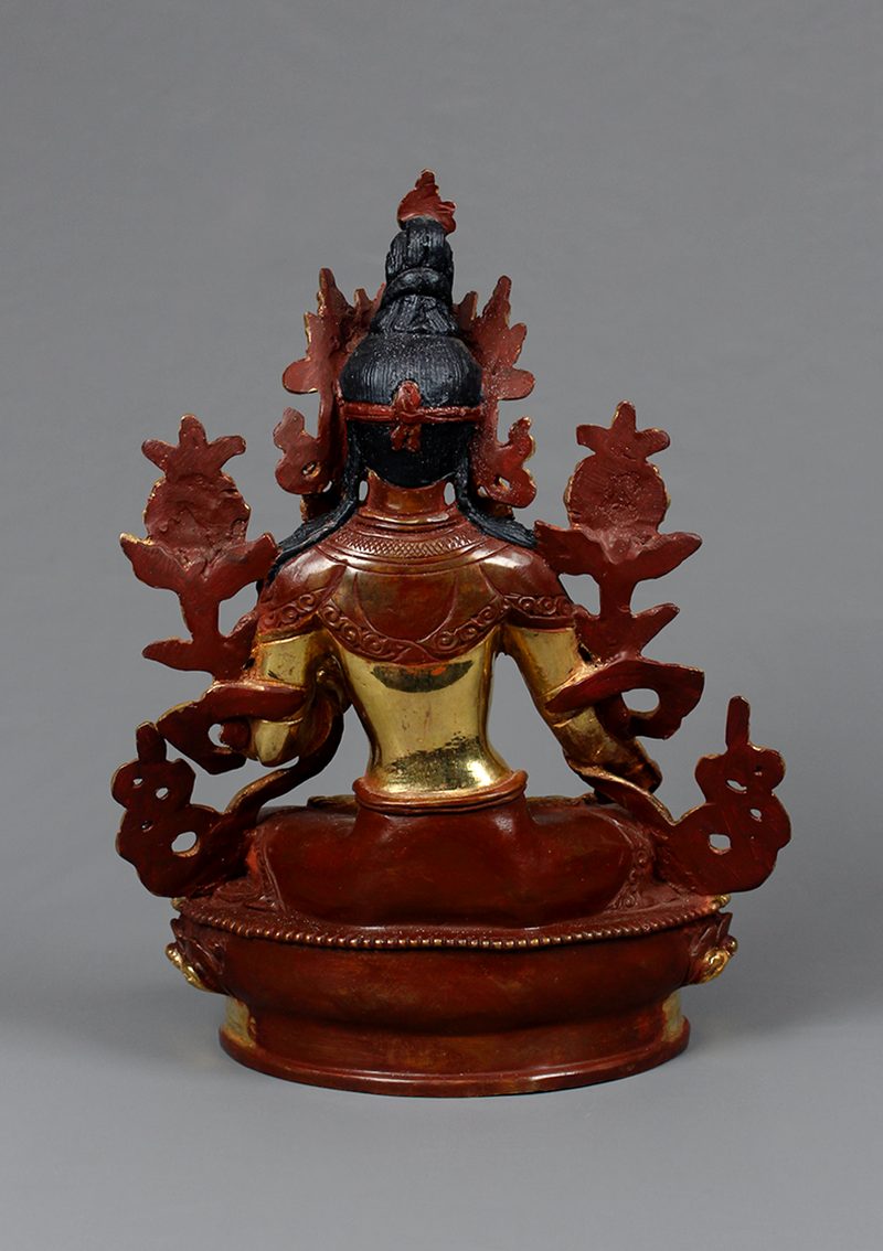 White Tara  Partly Gold Plated Statue 9"H