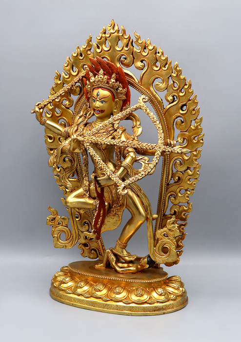 Kurukulla 24 K Gold Copper Statue 14" H
