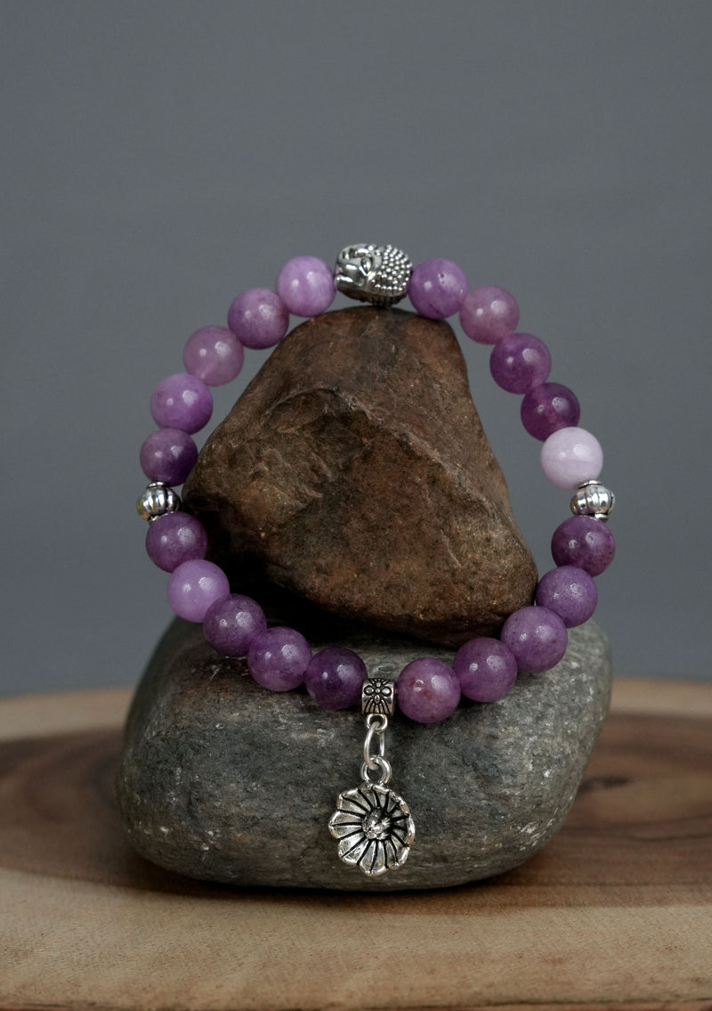 Mixed Stones Wrist Bracelet with Charm