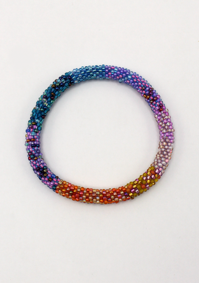 Purple Blue Roll on Beads Bracelet