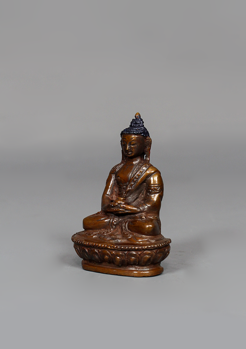 Oxidized Copper Amitabh Buddha Statue 3.5" H