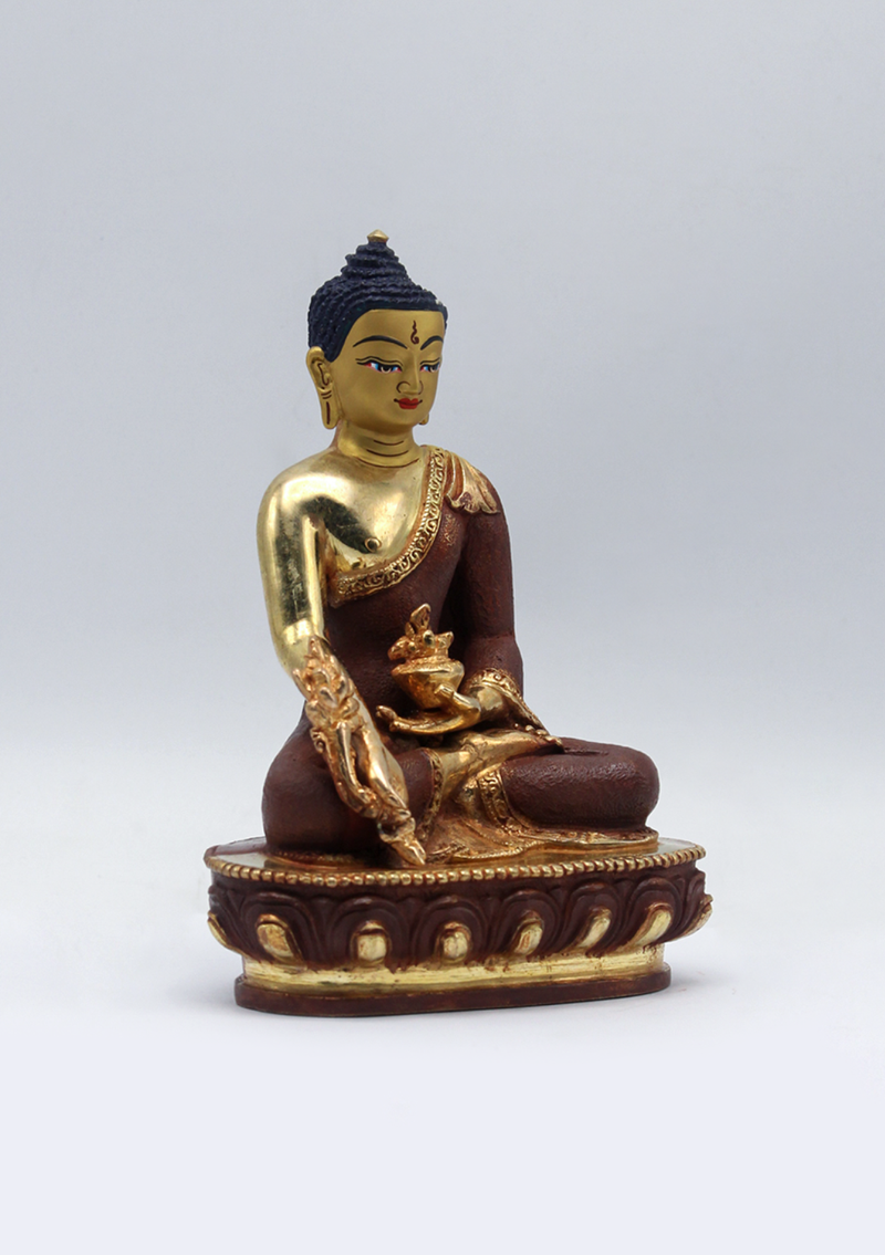 Partly Gold Plated Medicine Buddha Statue 5.5" H
