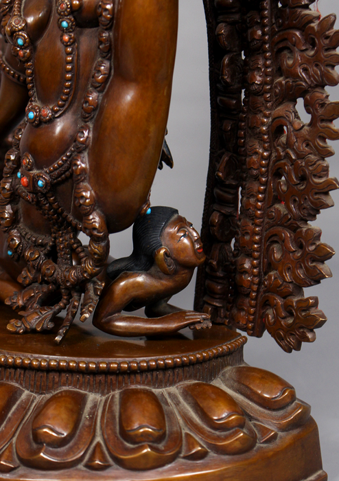 Copper Wrathful Jatadhari Jogini Statue 13" H