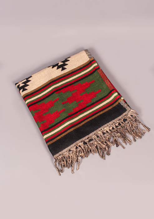 Handloomed Zigzag Pattern Woolen Shawl - Lancer