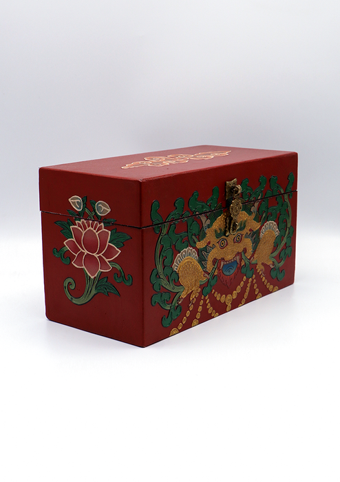 Handpainted Tibetan Cheppu Wooden Box 10"