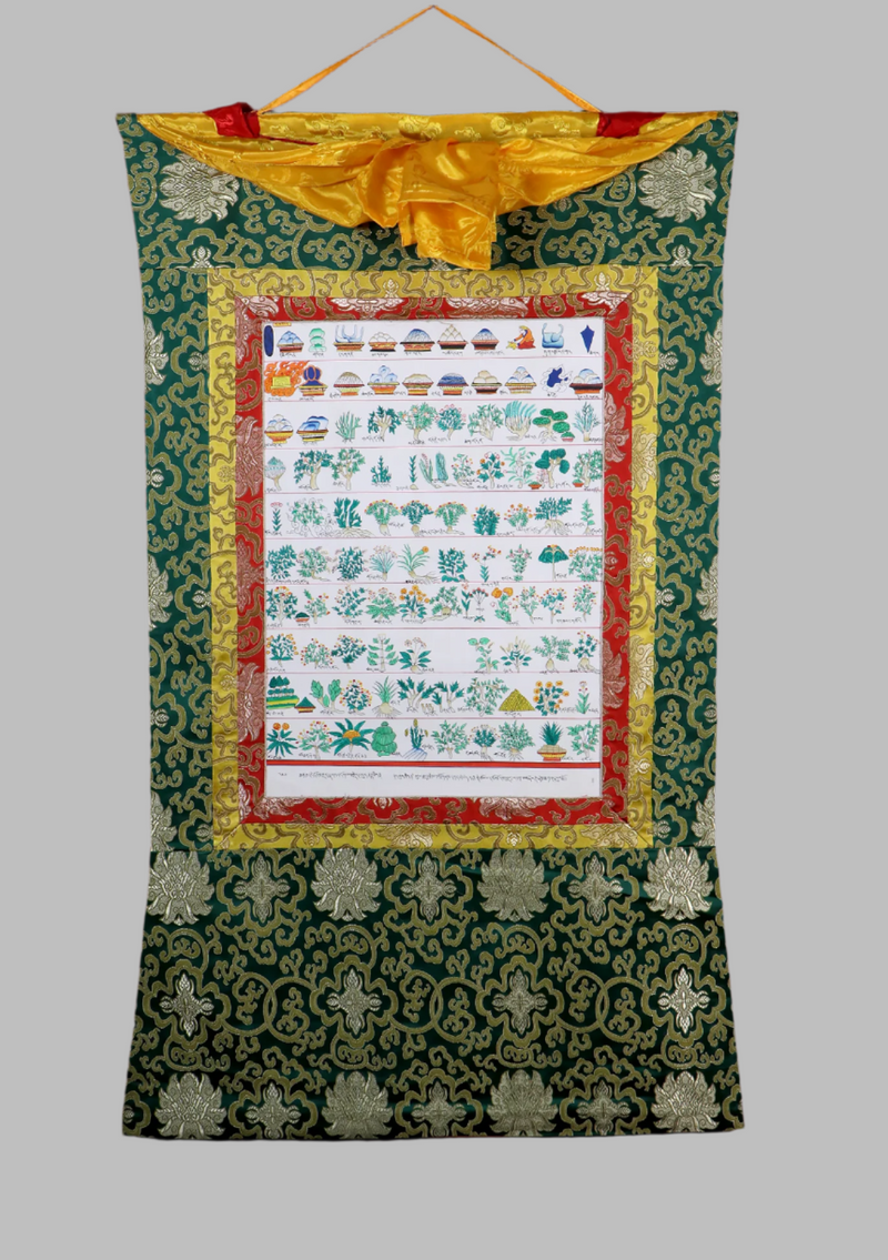 Medicine Plant Brocade Thangka Painting