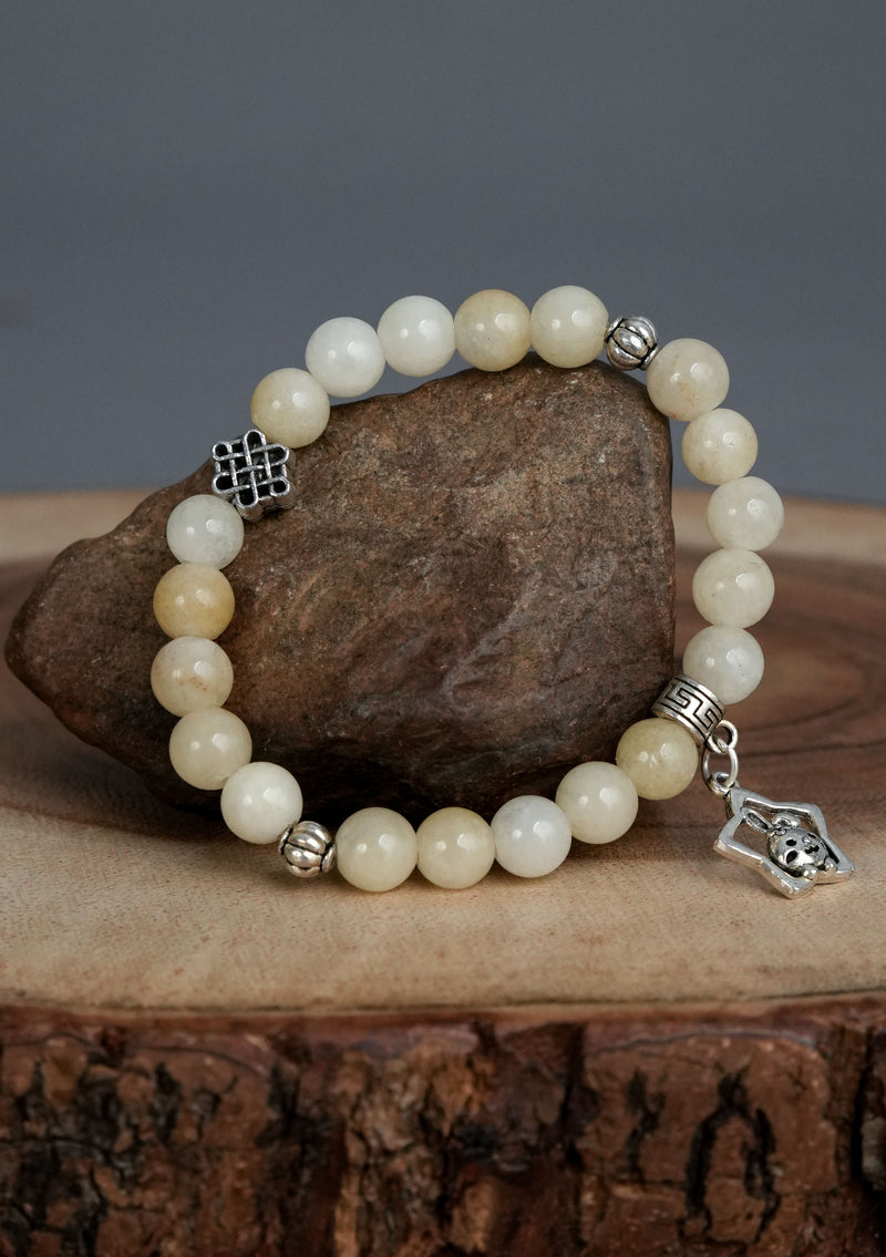 Mixed Stones Wrist Bracelet with Charm