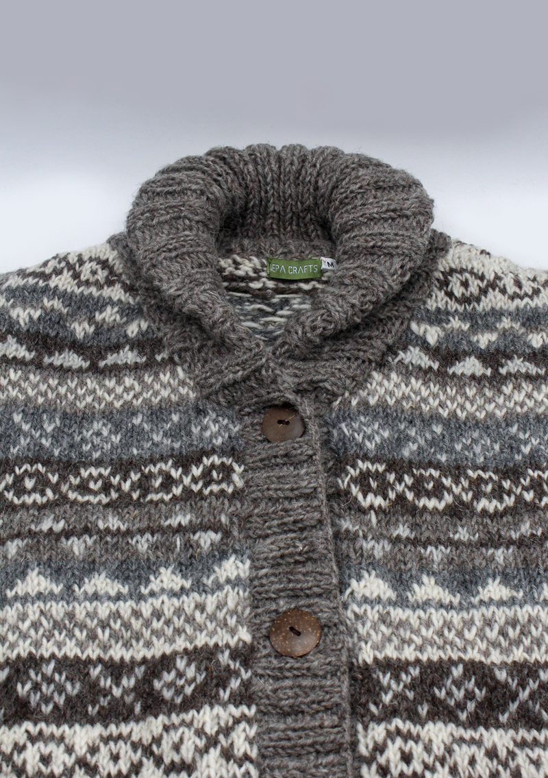 Natural Grey Handknitted Women's Cardigan Sweater Vest