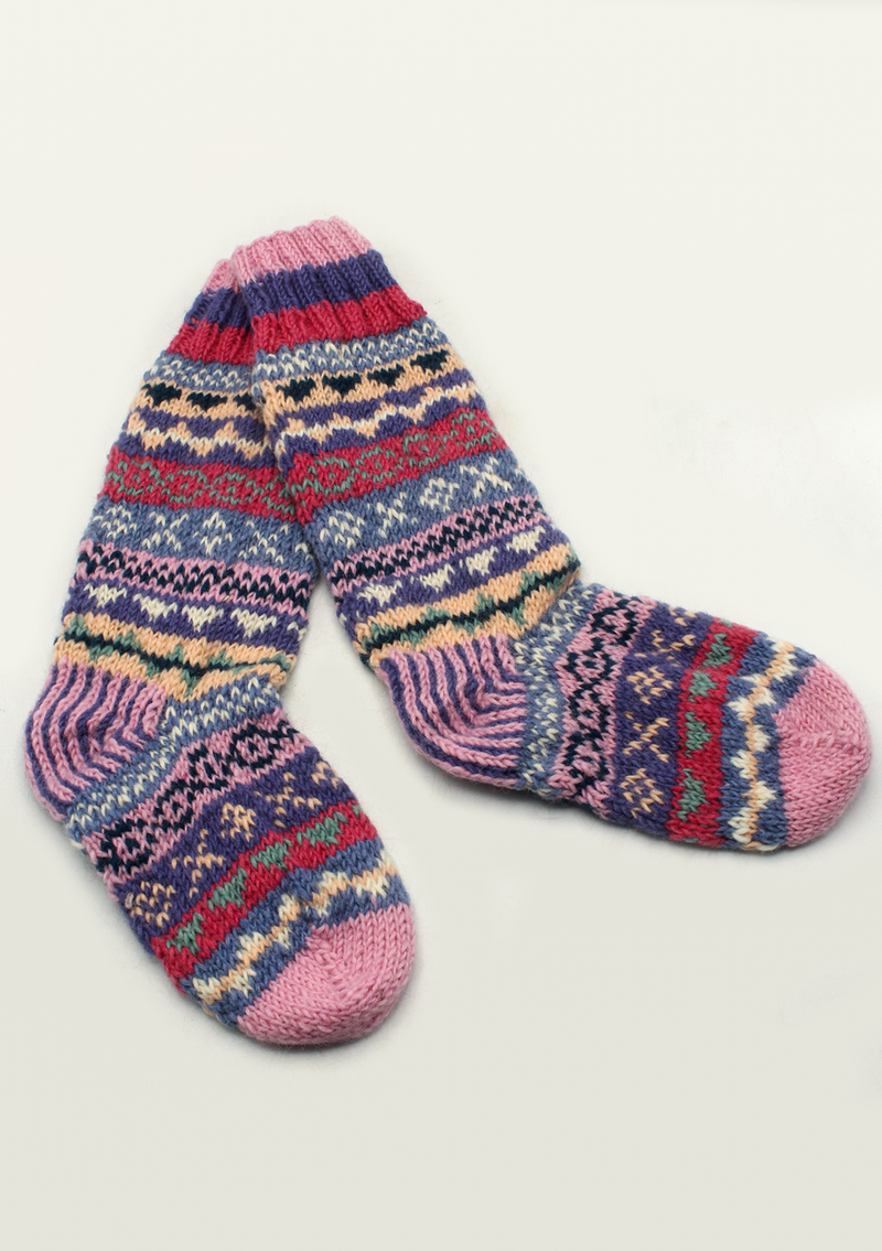 Handknitted Multicolor Woolen Knee High Socks