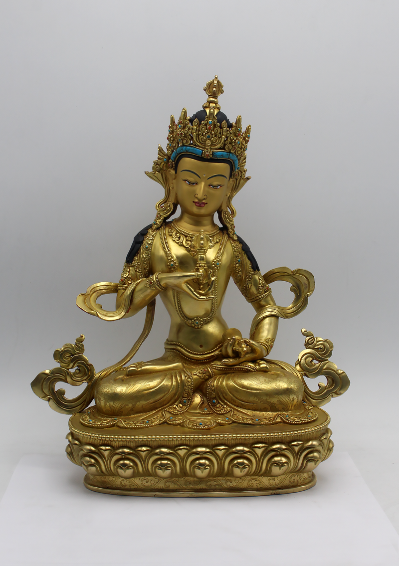 Masterpiece 24 K Gold Vajrasattva 14"H Sculpture Buddhist Deity