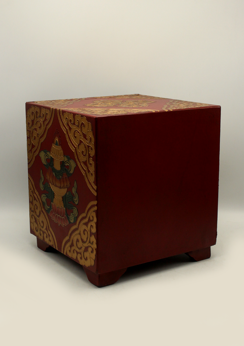 HandCrafted Tibetan Wooden Box for the Ritual Treasure Vase