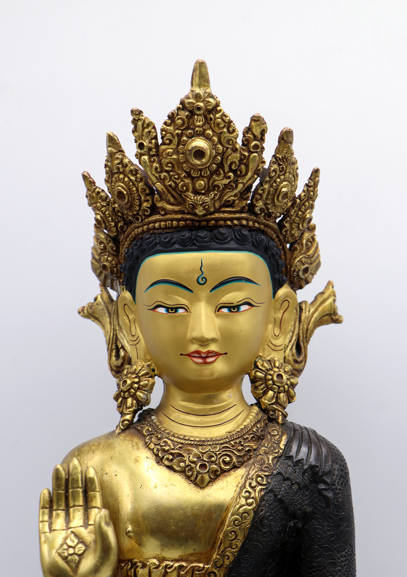 Dipankar Buddha 24 K Gold Copper Statue 19"H