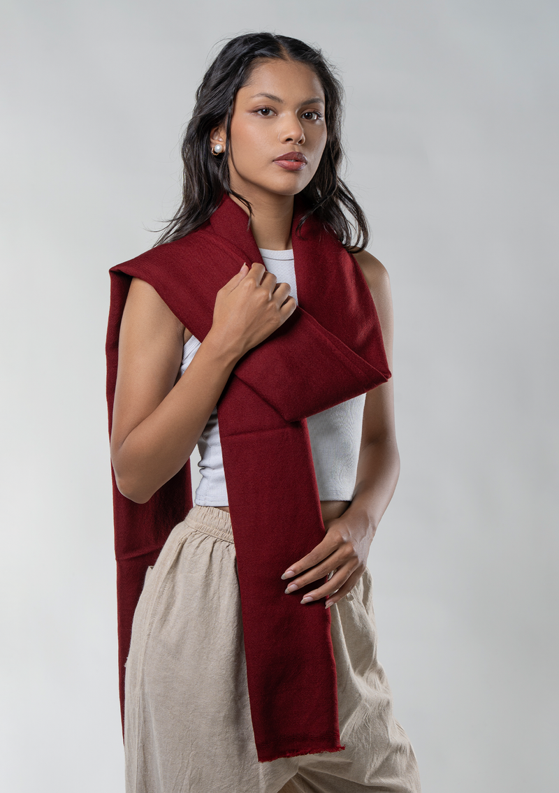 Light Monk Red Maroon Cashmere Large Shawl
