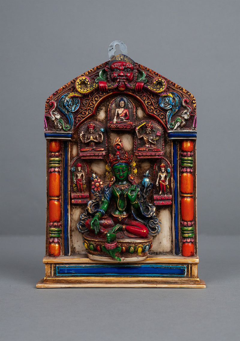 Green Tara with Cheppu Frame Resin Wall Hanging