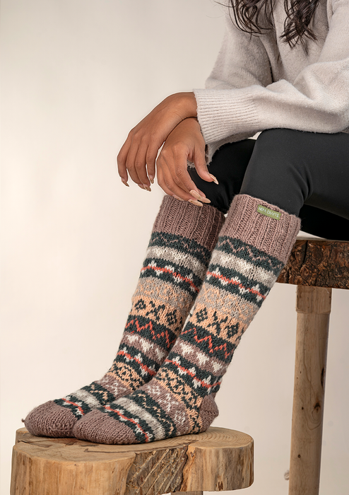 White Gray  Dove Multicolor Woolen Knee High Socks