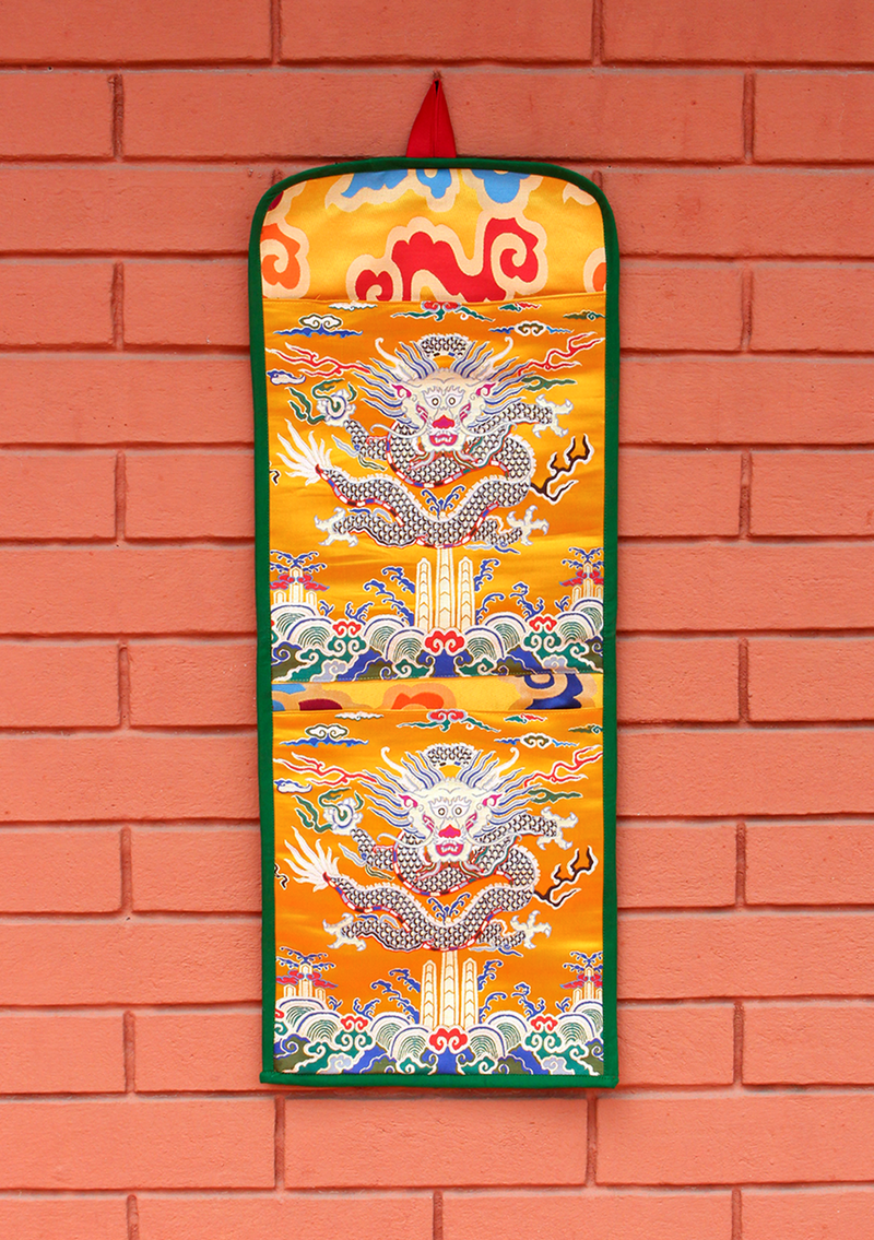 Dragon Brocade Pocket Letter Compartment Wall Hanging