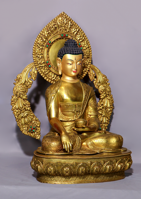 Mastercrafted  24K Gold Gilded  Shakyamuni Statue 25"H