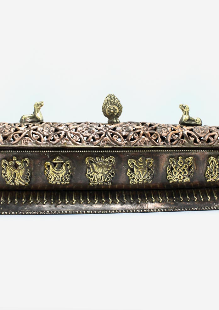 Tibetan Dharma Chakra Incense Burner with 8 Auspicious Symbols