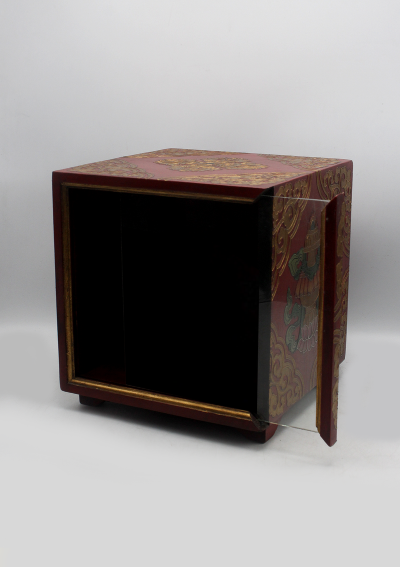 HandCrafted Tibetan Wooden Box for the Ritual Treasure Vase