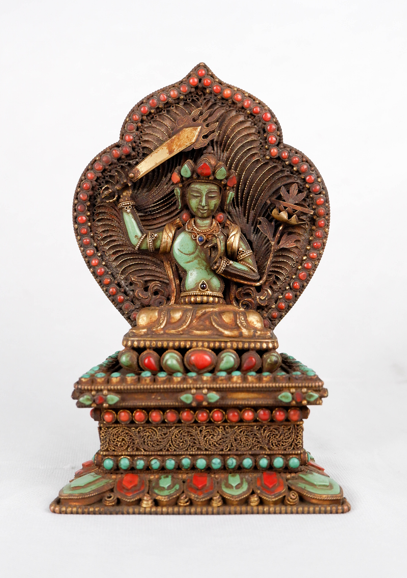 Turquoise Inlaid God of Wisdom  Manjushri Statue