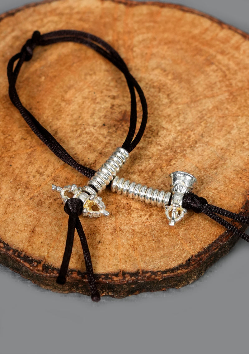 Tibetan Silver Color Bell & Dorjee Mala Counter Pair- Small