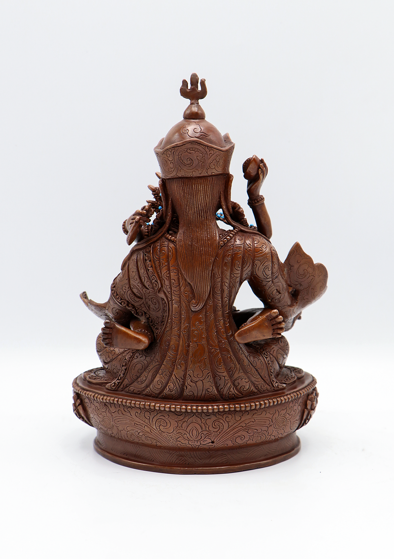 Copper Oxydized  Guru Shakti  Samantabhadra Statue 8.5"H