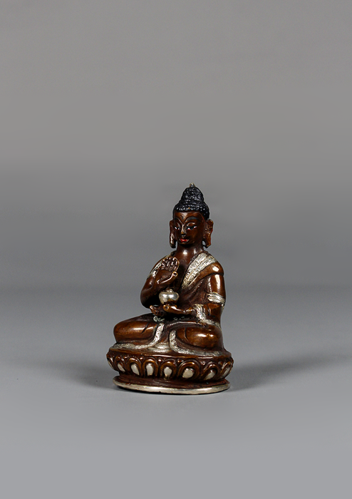 Copper Oxydize Silver Plated  Amoghasiddhi Buddha Statue 3"