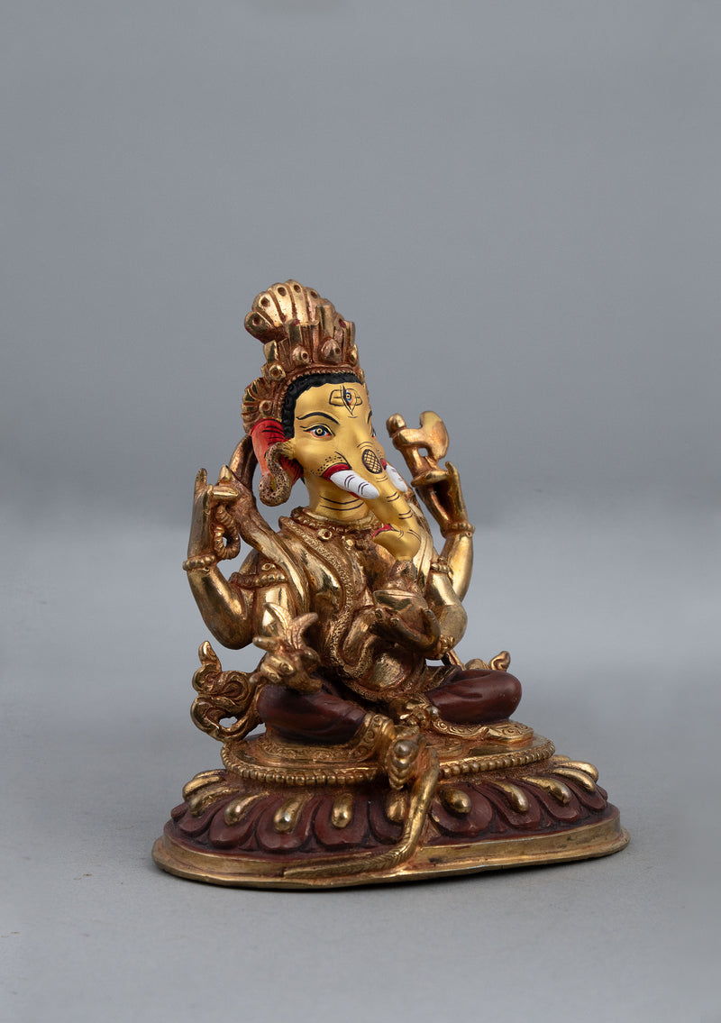 Partly Gold Plated Ganesh Statue 4.75" H