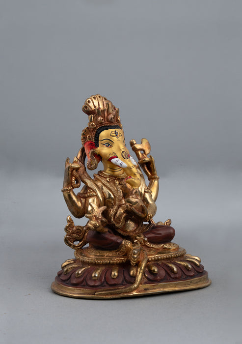 Partly Gold Plated Ganesh Statue 4.75" H