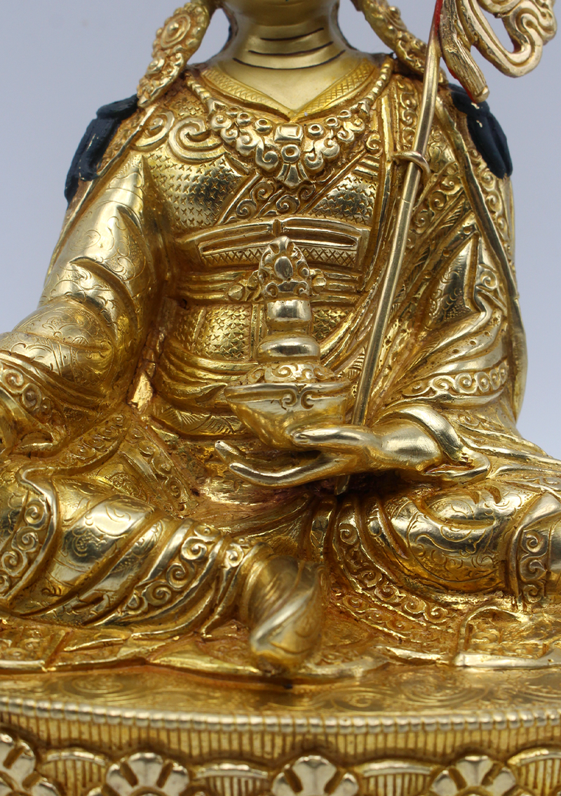 Fully Gold Plated Guru Padmasambhava Statue 8" H